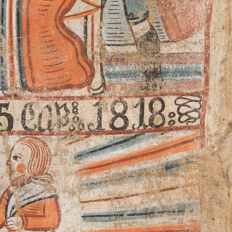 A folk art traditional wall painting southern Sweden dated 1818.