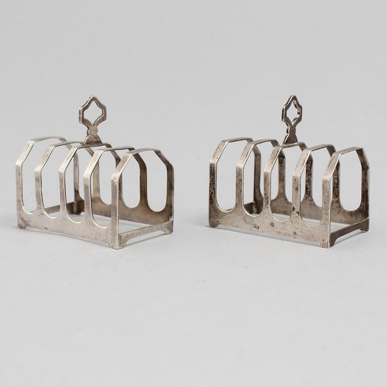 TOASTRACKS, a pair, silver, Viner's Ltd, Sheffield, England.