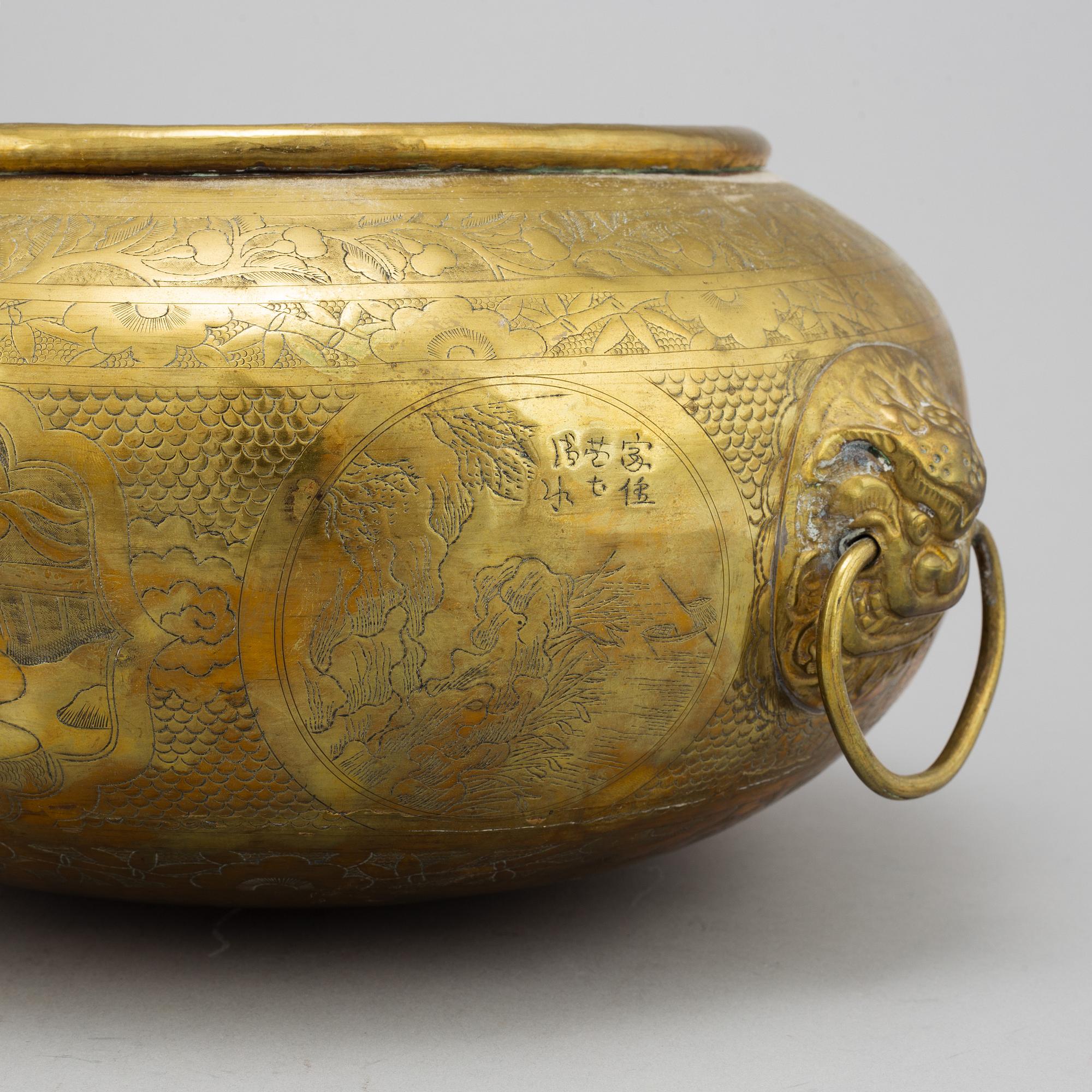 A large Chinese brass censer, early 20th century.