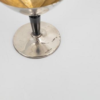 Folke Arström, ten silver plated cocktail glasses, GAB.