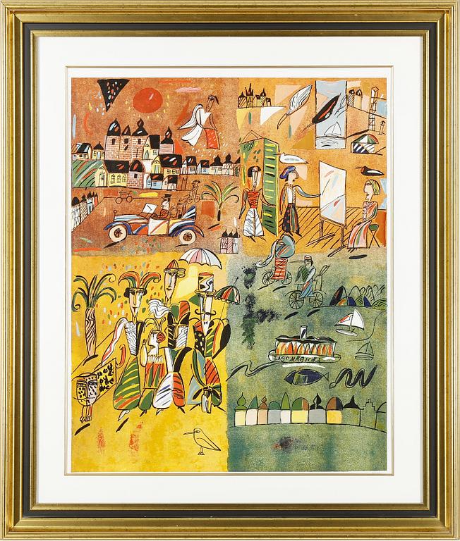 MADELEINE PYK, färglitografi. Signerad och numrerad.