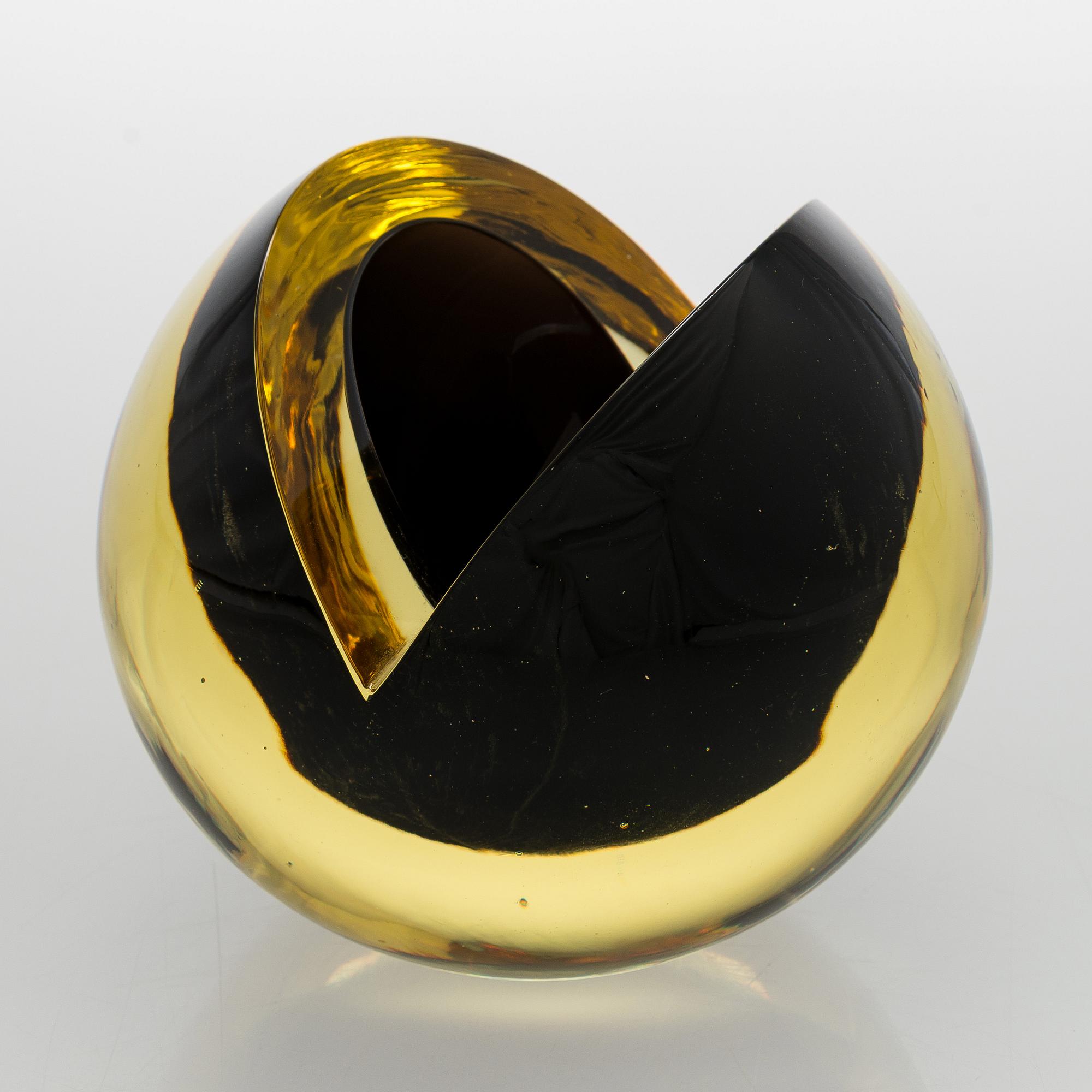 Nanny Still, skulptur, "Melon" signerad Nanny Still Riihimäen Lasi Oy.