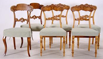 STOLAR, 4 st, senempire, 1800-talets mitt samt 2 stolar i senempirestil 1900-tal.