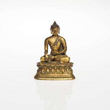 BUDDHA, gilt brass, 19th century.