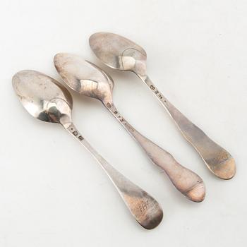 Skedar, 11 st, silver, 1769-1934, Sverige.