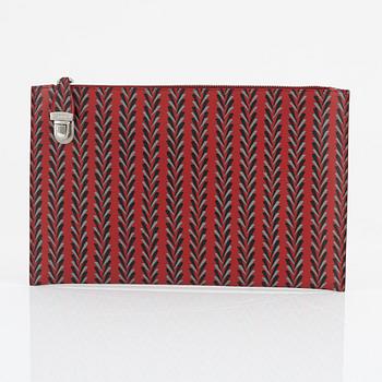 Prada, A patterned saffiano clutch.