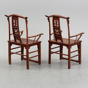 A pair of chinese armchairs, 20th century.