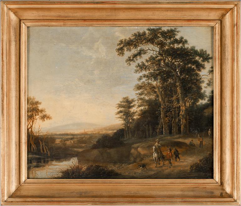 Jan Wils Circle of, Extensive landscape with hunting company.