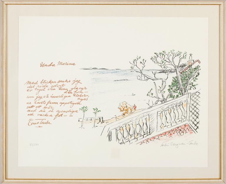 ASTRI BERGMAN-TAUBE, 3 st, färglitografier, sign.