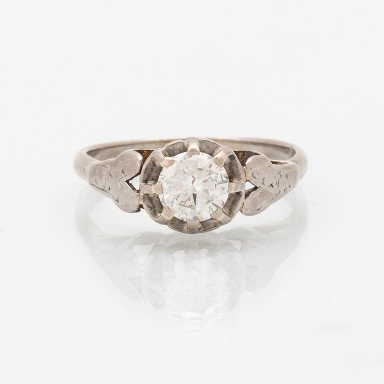 Ring, solitaire, 18K vitguld, 1 briljantslipad diamant ca 0,50 ct, Inclusions, storlek ca 16,25/51.