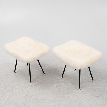 Scandinavian Modern, a pair of mid 20th century ottomans.