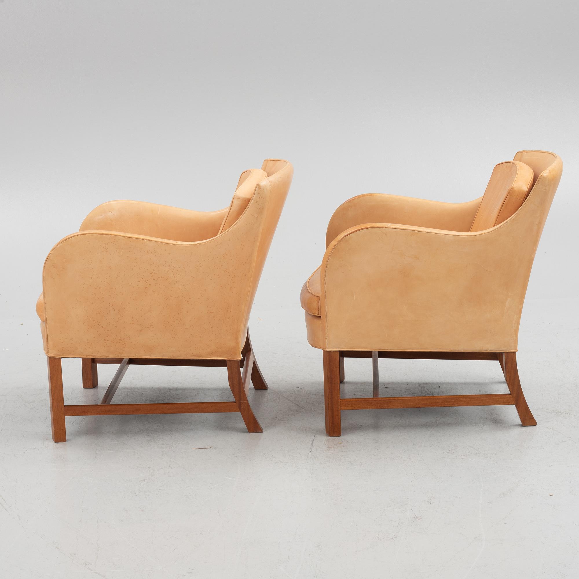 Kaare klint & Edvard Kindt-Larsen, a pair of "Mix 4396" armchairs, Rud Rasmussenm Denmark.