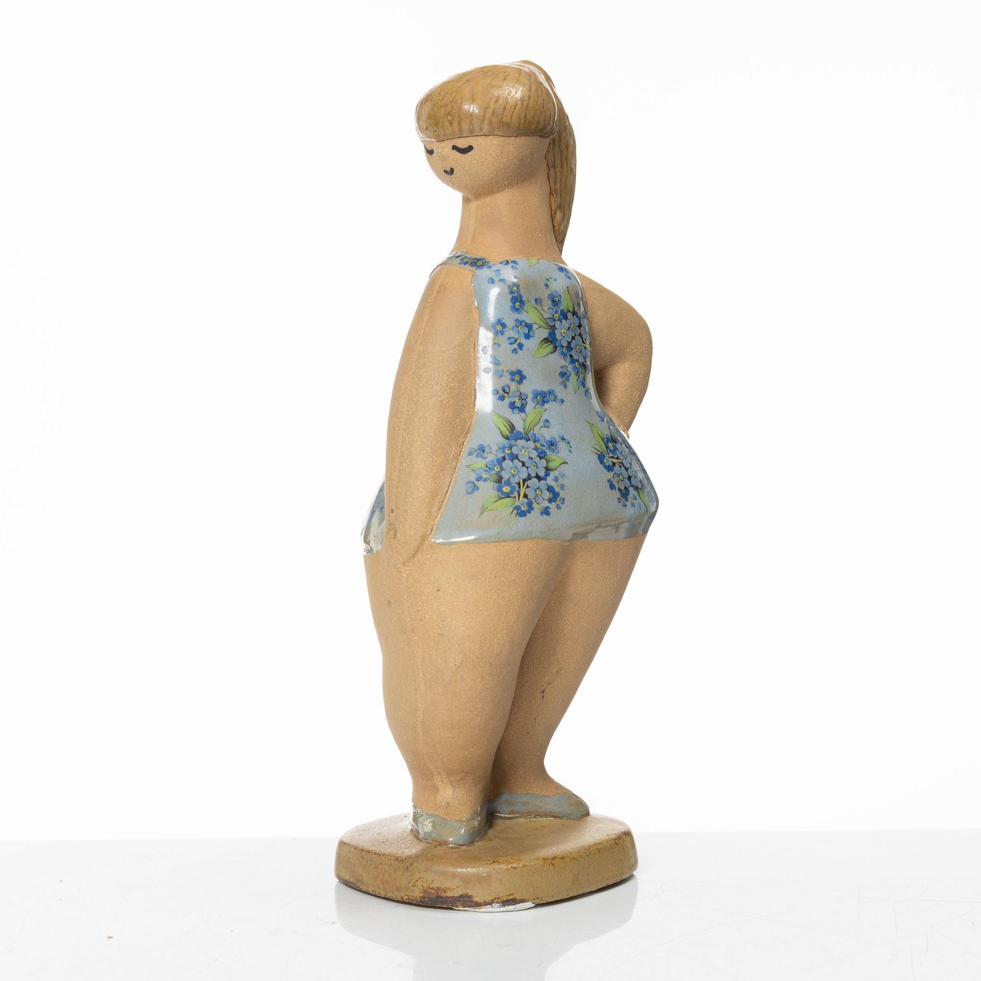 Lisa Larson, figurin, stengods, "Dora", ur serien "ABC-flickor", Gustavsberg.