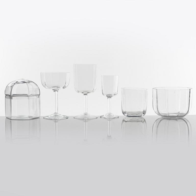 A 26 pieces glass service, "Oktav" by Bertil Vallien for Kosta Boda, Sweden.