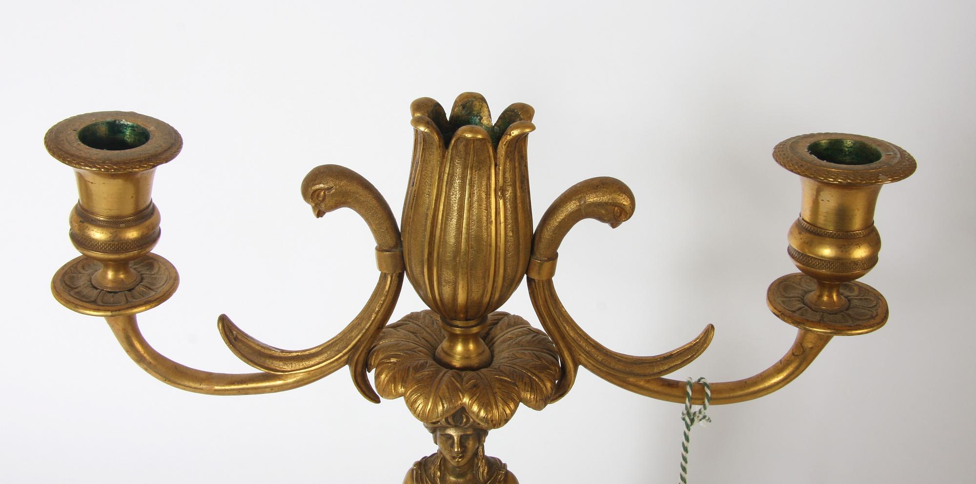 KANDELABER, ett par, mässing, empirestil.