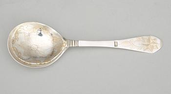 388. A Swedish 18th century parcel-gilt spoon, makers mark of Johan Wickman, Hudiksvall (1750-1755 (1758)).