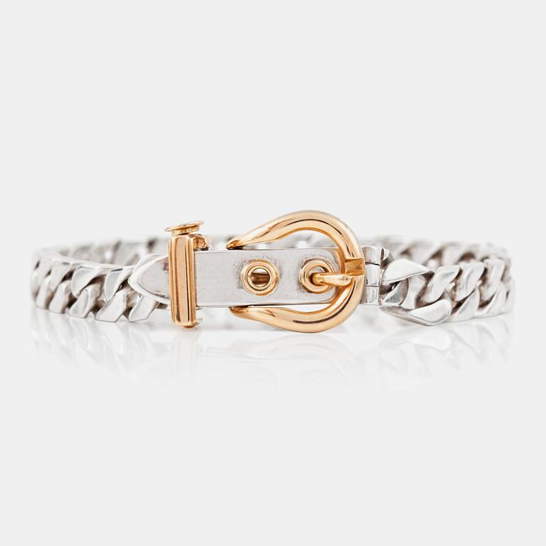 A Hermès silver linked belt bracelet.