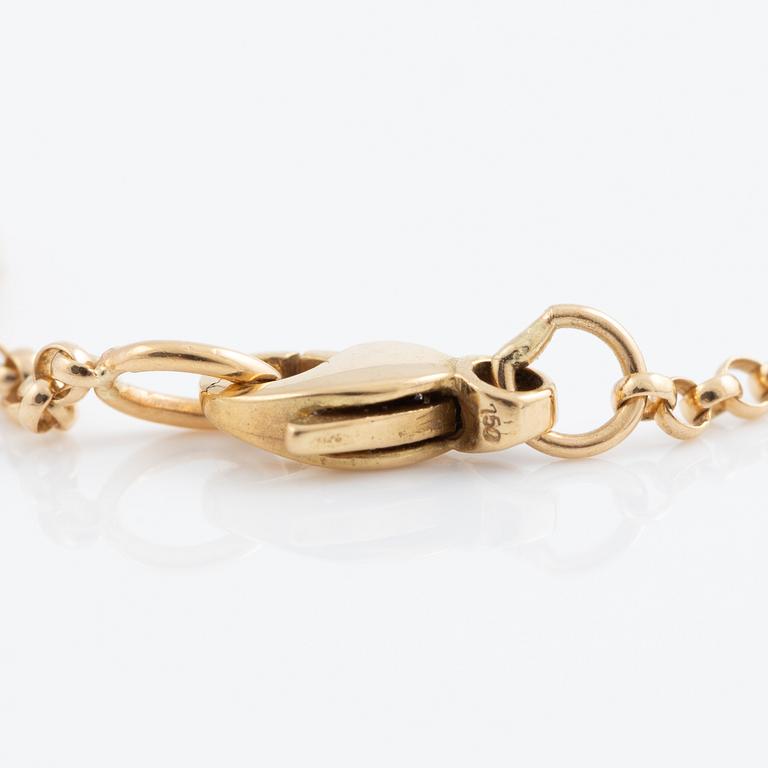 Necklace 18K gold with quartz.