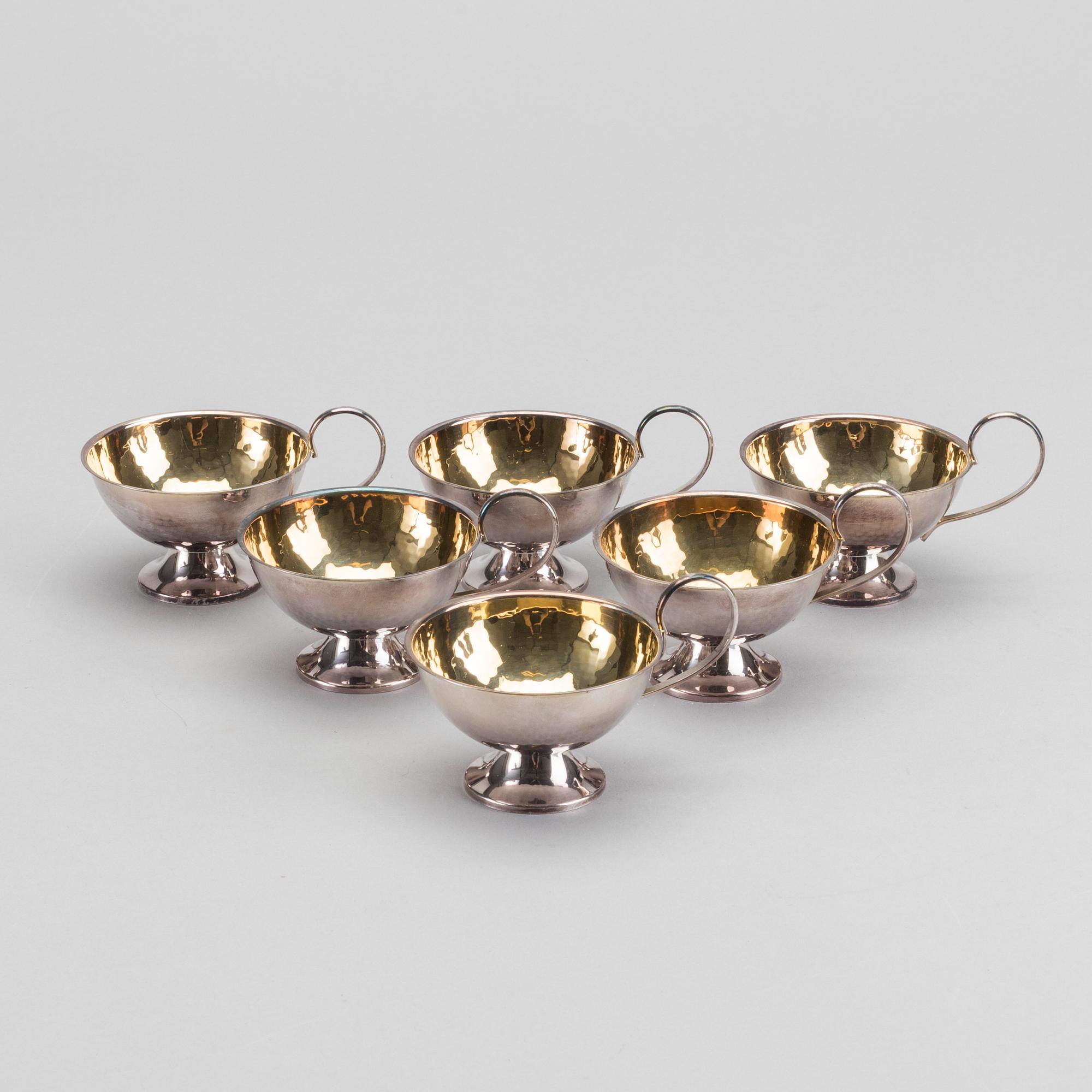 PUNCHBÄGARE, 6 st, silver, Göteborg 1967,