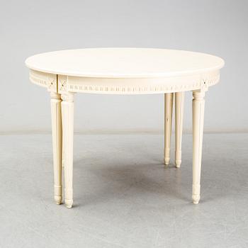 A Gustavian style dining table, second half of the 20th century. 3 leaves included.