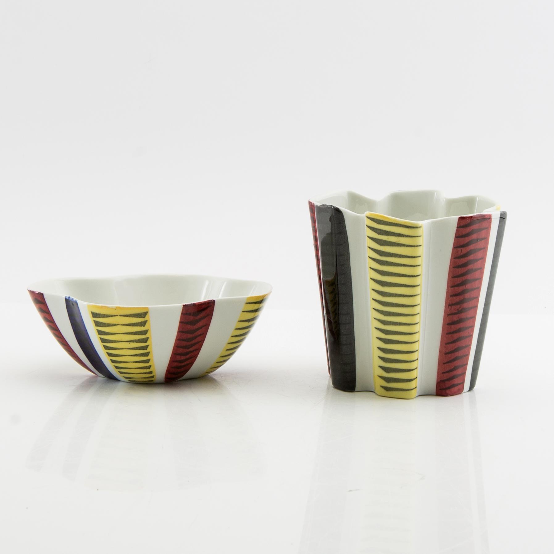 Skål och fat, "Kaskad", AB Lidköpings Porslinsfabrik, 1900-talets andra hälft.