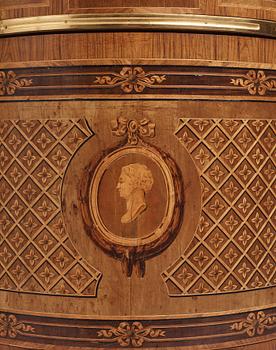 The "De Geer cabinets" a pair of demi-lune cabinets by Georg Haupt (master in Stockholm 1770-1784), Gustavian.