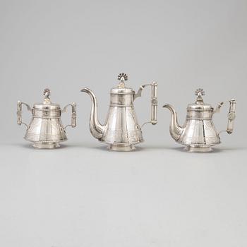 A 3 part Russian silver coffee service dated St.Petersburg 1881.