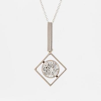 G Kaplan, pendant with faceted white sone, with chain.