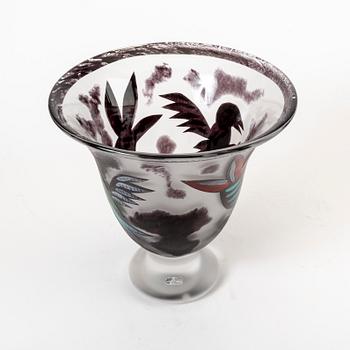 An Ulrica Hydman-Vallien signed glass bowl from Kosta Boda.