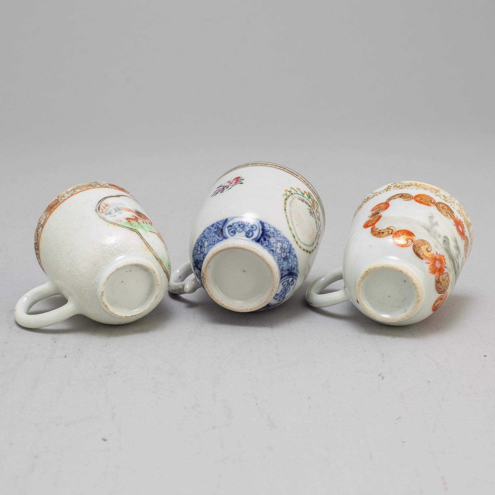Six famille rose cups, Qing dynasty, Qianlong (1736-95).
