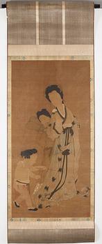 A large scroll painting by anonymous artist, ink and colour on silk, Qing dynasty, 18th century.