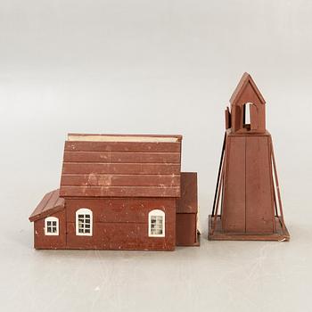 Miniature church and tower first half of the 19th century.