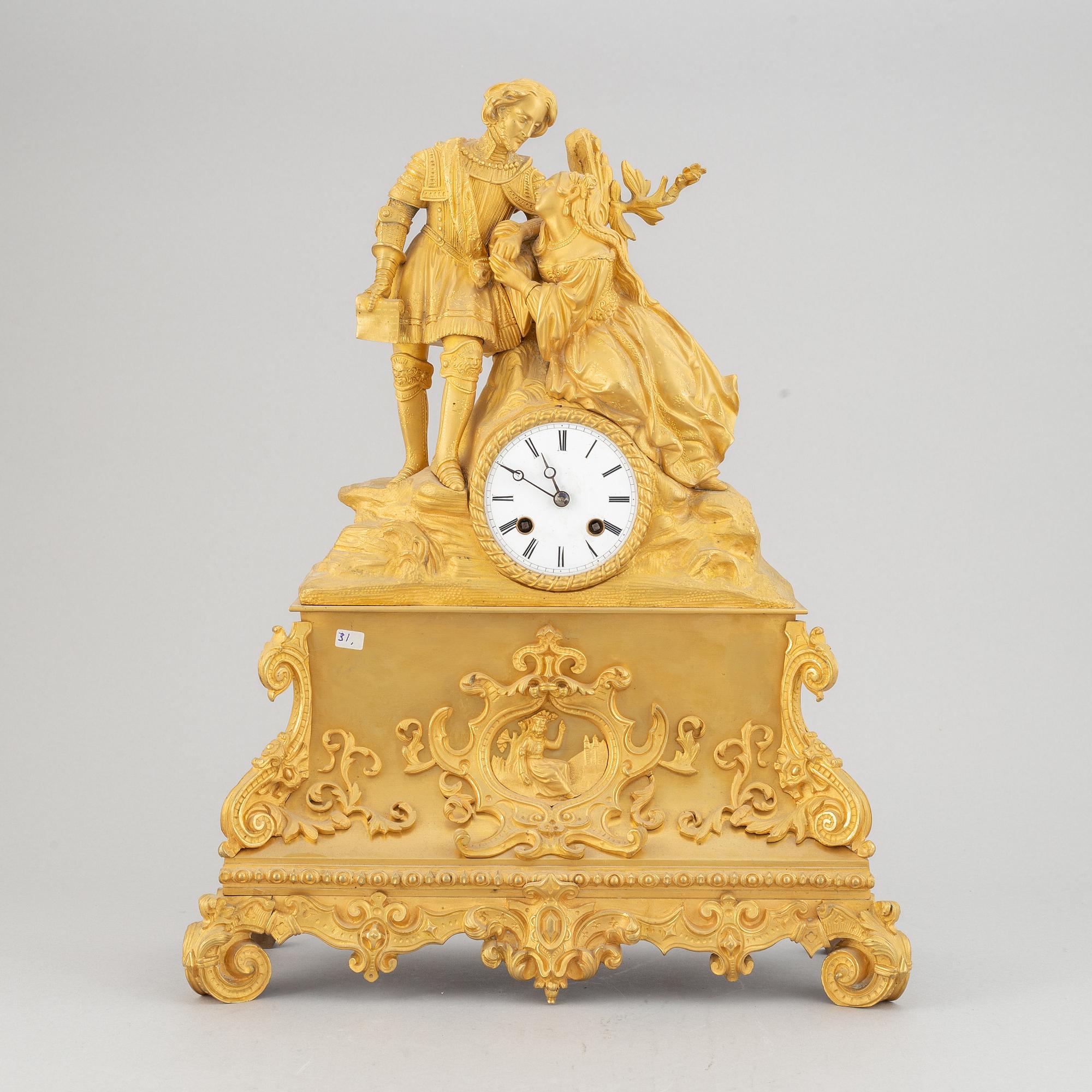 A French gilt bronze mantel clock, second half of the 19th century.