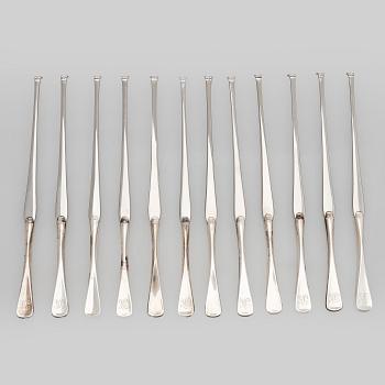 Hummergafflar, 12 st, silver och stål, W & S Sørensen, Danmark.