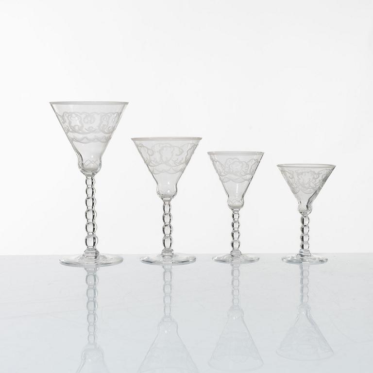 Simon Gate, glasservis, 38 delar, "Molnet", Orrefors.