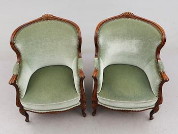 FÅTÖLJER, 1 par, rokokostil, 1900-talets andra hälft.