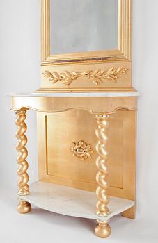 SPEGEL med KONSOLBORD, nyrokoko, 1800-talets andra hälft.
