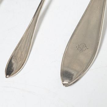 Cutlery, 6 pcs, silver, model 'Svensk spetsig', including K Anderson, Stockholm 1918.
