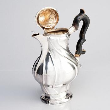 A Swedish Rococo mid 18th century silver coffee-pot, mark of Per Schotte, Skänninge 1763.