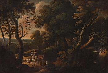 Jacques d'Arthois Attributed to, Landscape with a cowherd.