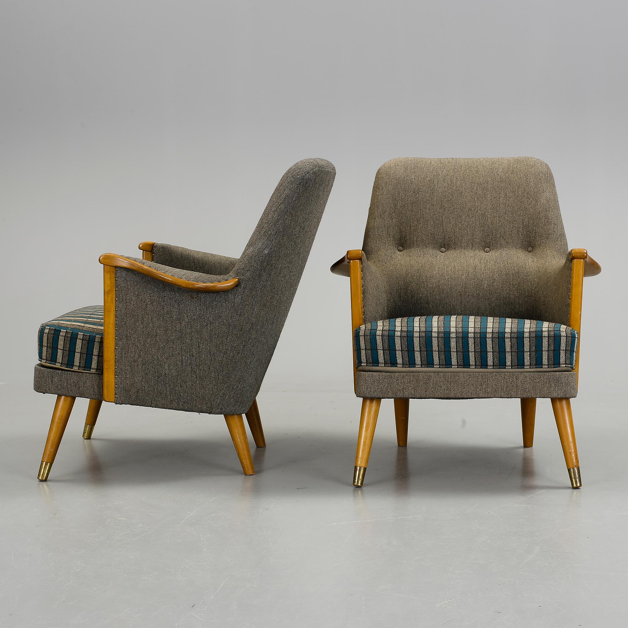 FÅTÖLJER, ett par, 1950-tal.