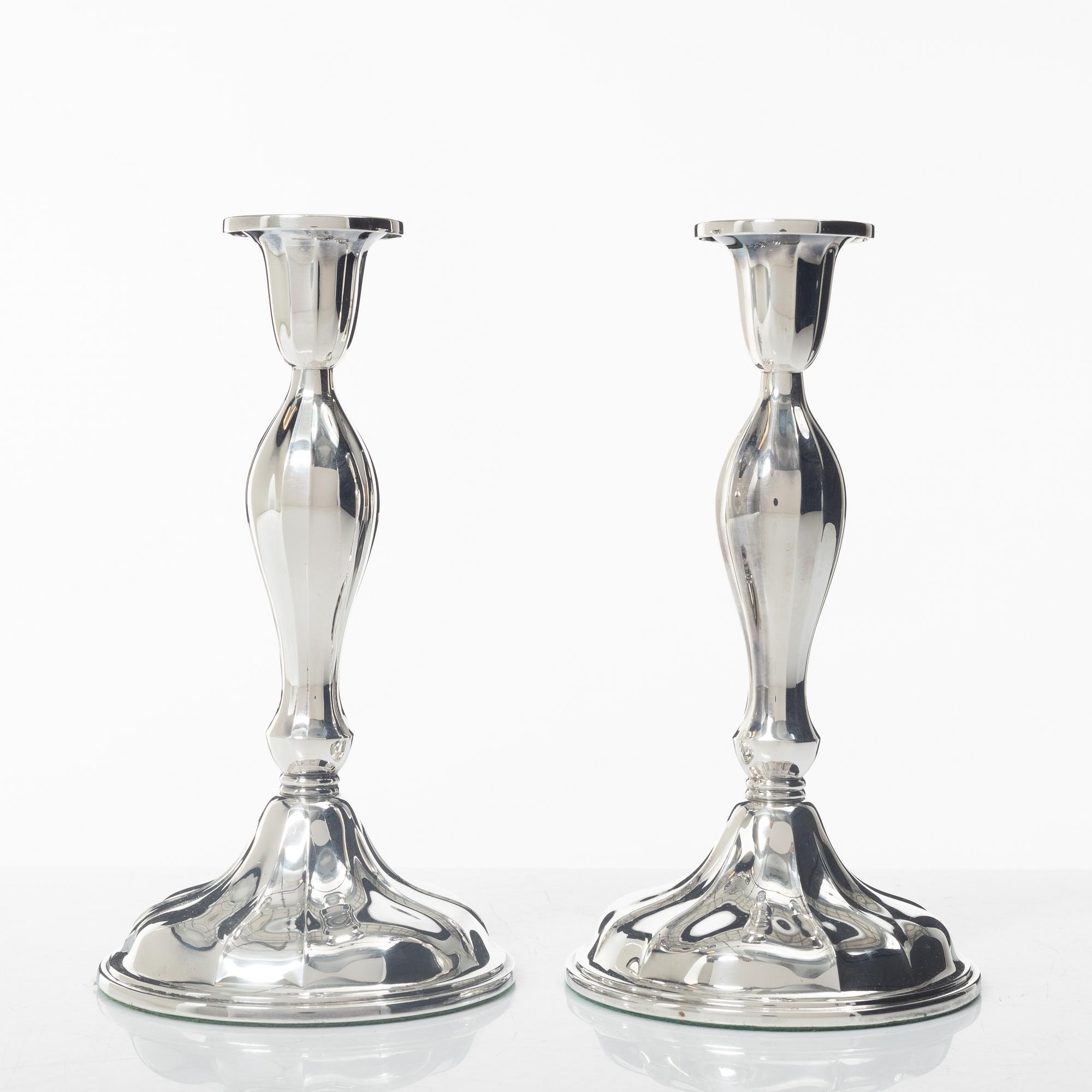 Thorvald Marthinsen, ljusstakar, ett par, silver, Tönsberg, Norge 1900-tal.