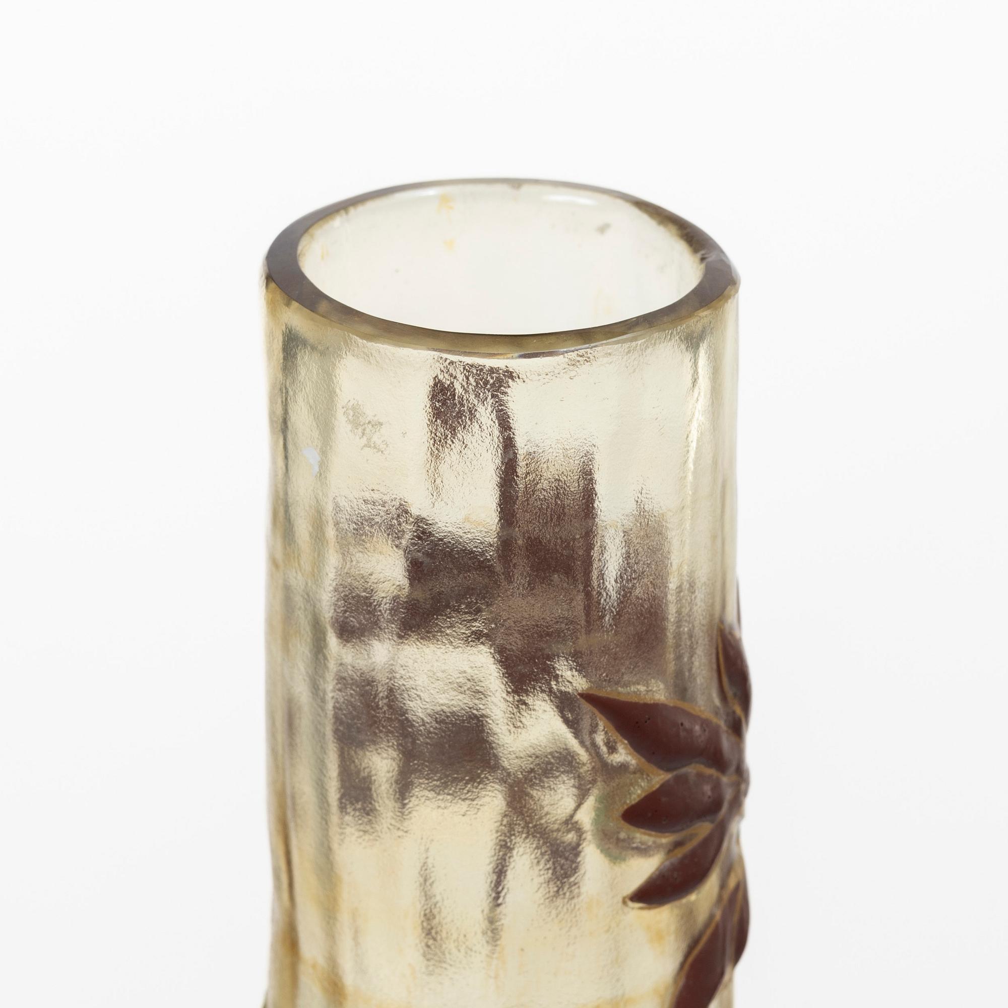 Emile Gallé, an etched and enamelled Art Nouveau glass vase, Nancy, France.