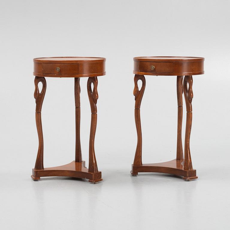A pair of Empire style bedside tables, Selva, Italy.
