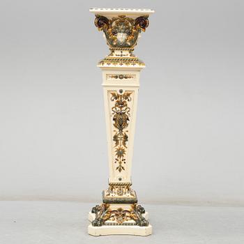 A ca 1900 Swedish majolica pedestal, signed Rörstrand.