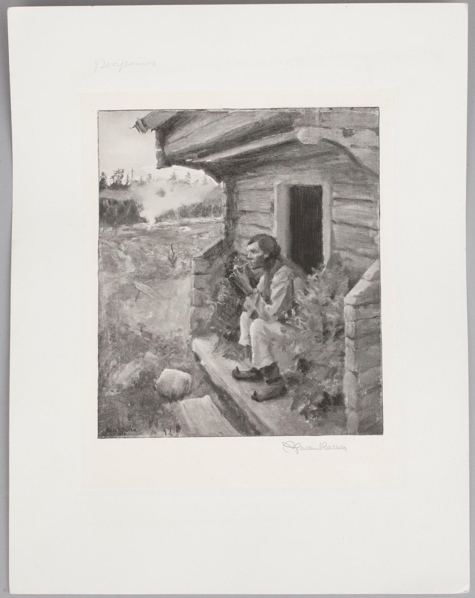 AKSELI GALLEN-KALLELA, 2 st. heliogravyrer, signerade.