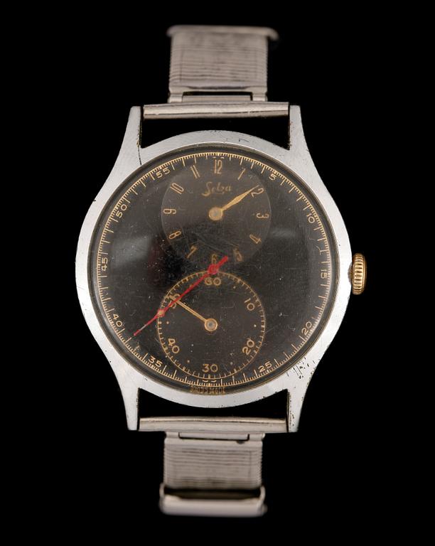 ARMBANDSUR, herr, Selza, stål, 1940/50-tal.