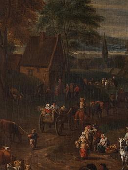 Adriaen Boudewyns & Peeter Bout, Landscape with resting travelers, a pair.