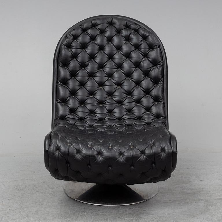 VERNER PANTON, a leather covered easy chair, 1970's.