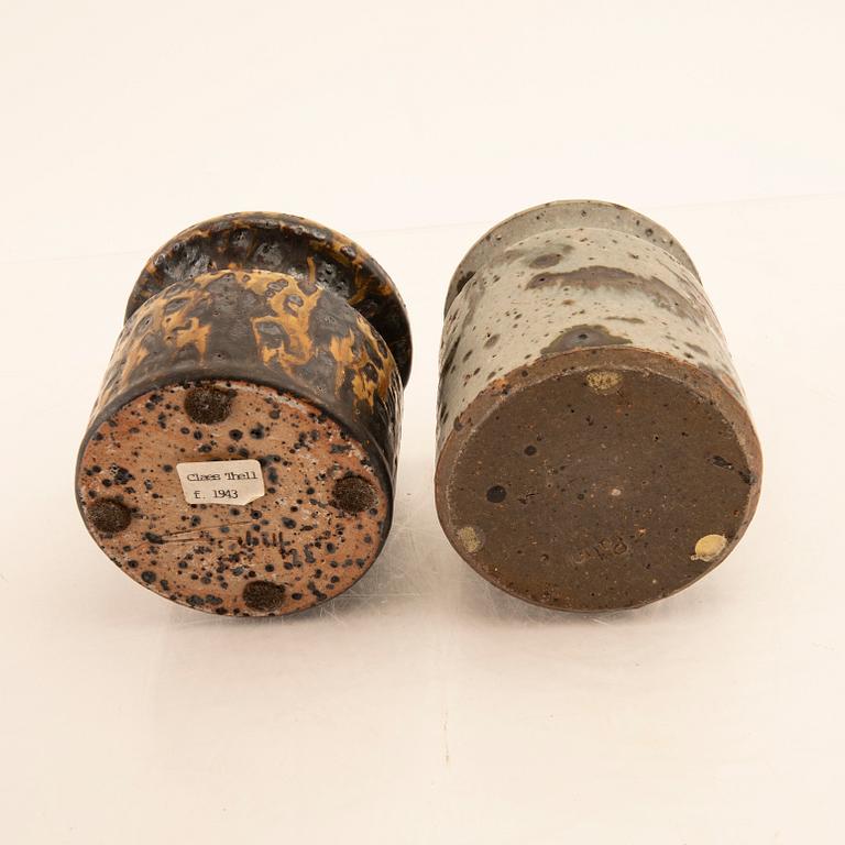 Claes Thell and Rolf Palm vases/jars 2 signed stoneware.